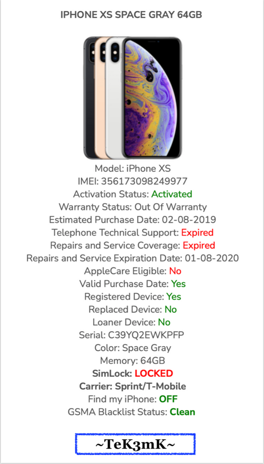 Apple iPhone XS (64gb) T-Mobile/ Metro (A1920) Black {iOS13}94% JailBroken {READ}