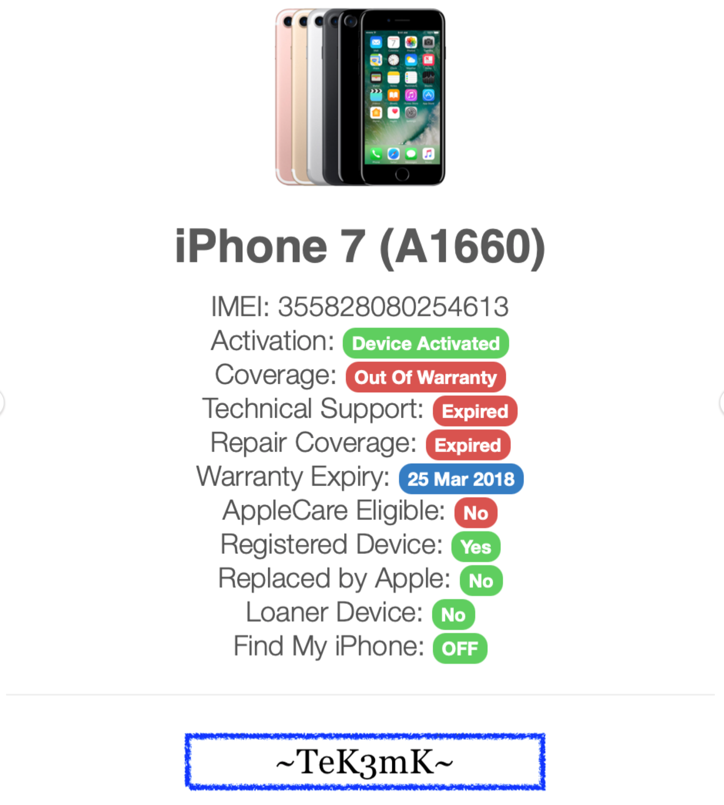Apple iPhone 7 (32gb) Factory LTE Unlocked (A1660) Black {iOS15} Battery Drains