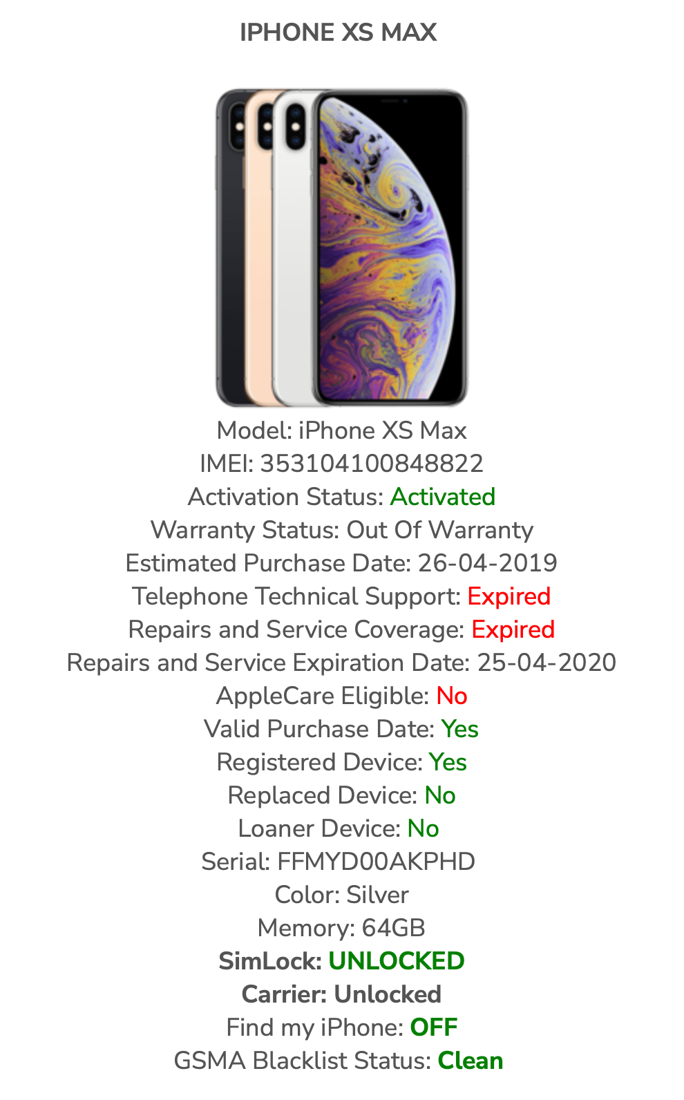 Apple iPhone XS MAX (64gb) Verizon World-Unlocked (A1921) Silver {iOS14}88% Untethered JailBroken