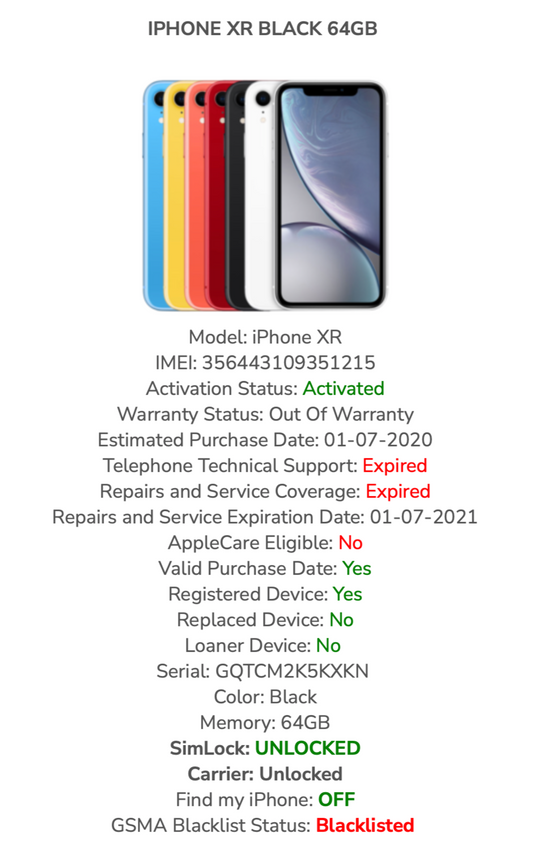 Apple iPhone XR (64gb) Check IMEI/ Outside USA (A1984) Black {iOS14}93% JailBroken