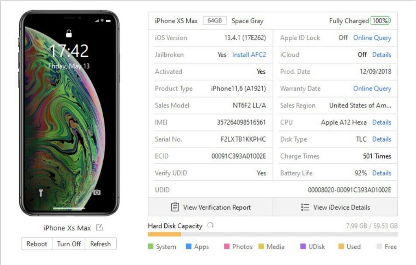 Apple iPhone XS MAX (64gb) T-Mobile/ Metro (A1921) Space Grey {iOS13} JailBroken