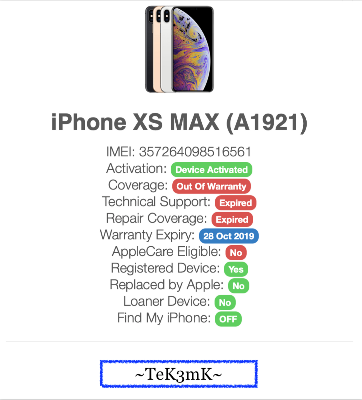 Apple iPhone XS MAX (64gb) T-Mobile/ Metro (A1921) Space Grey {iOS13} JailBroken