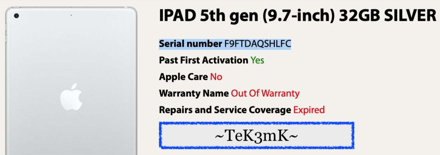 Apple iPad 5th gen (32gb) Wi-Fi (A1822) 9.7in {iOS14.5} 97% Pristine {JailBreak}