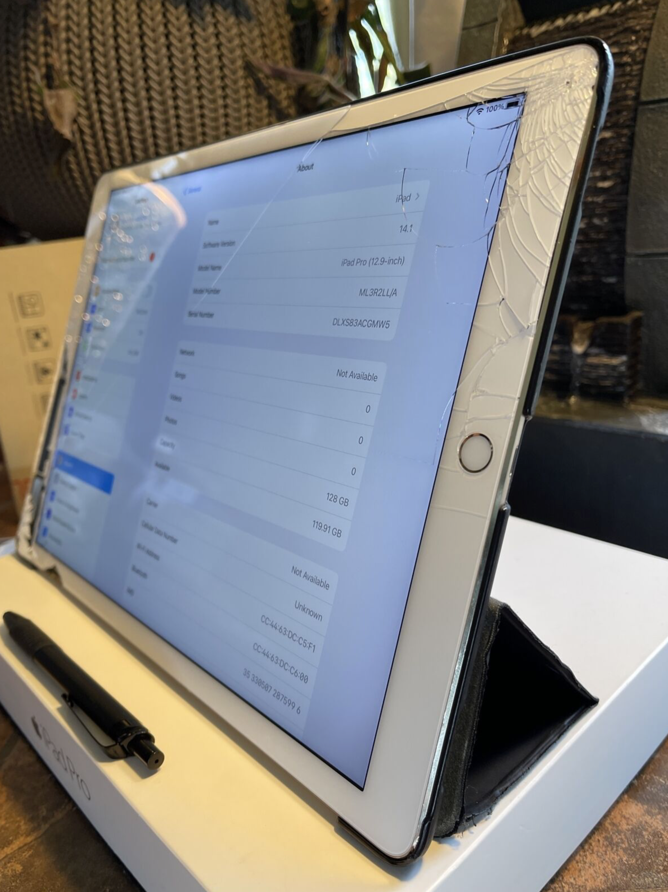 Apple iPad Pro 12.9 1st (128gb) Cellular Unlocked (A1652) Fractured {iOS14}91% {JailBreak}
