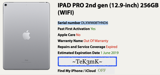 Apple iPad Pro 12.9 2nd (256gb) Wi-Fi (A1670) LCD Screen Replacement {iOS12} FMI-OFF