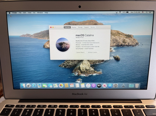 Apple MacBook Air 11in Laptop (2014) 128gb (A1465) 4GB Ram {1.4gHz Dual Core i5}