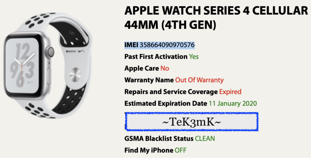 Apple Watch Series 4 (44mm) GPS & Cellular (A1976) Silver Aluminum {Black Band}93%