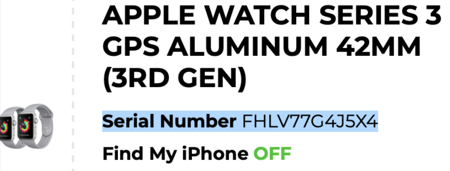 Apple Watch Series 3 (42mm) GPS (A1869) Black Aluminum {Black Sports Band} MiNT