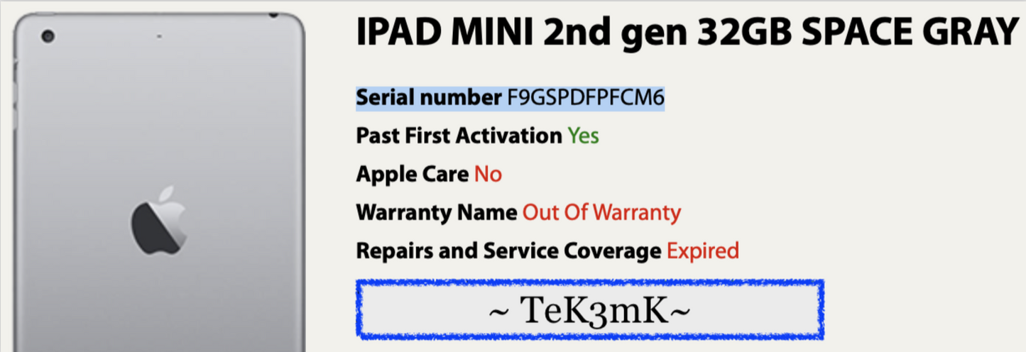 Apple iPad mini 2 (32gb) Wi-Fi (A1489) Retina 7.9in {iOS12}90% Smart Folio MiNT