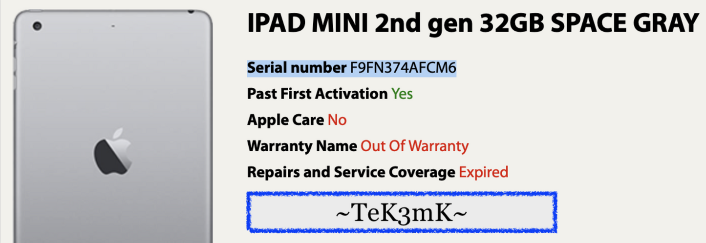 Apple iPad mini 2 (32gb) Wi-Fi (A1489) Retina 7.9in {iOS12}89% Smart Folio MiNT