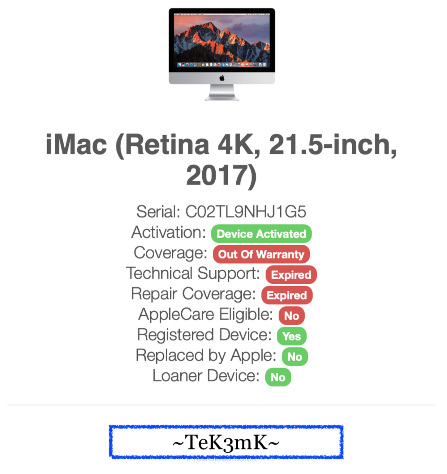 Apple iMac 21.5in 4K Retina Desktop (2017) 1TB (A1418) 16gb Ram 3.0 gHz Fracture