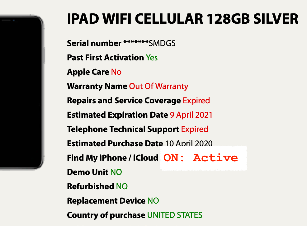 Apple iPad 7th (128gb) Cellular Unlocked (A2200) Active FMI-ON {iOS15}100%