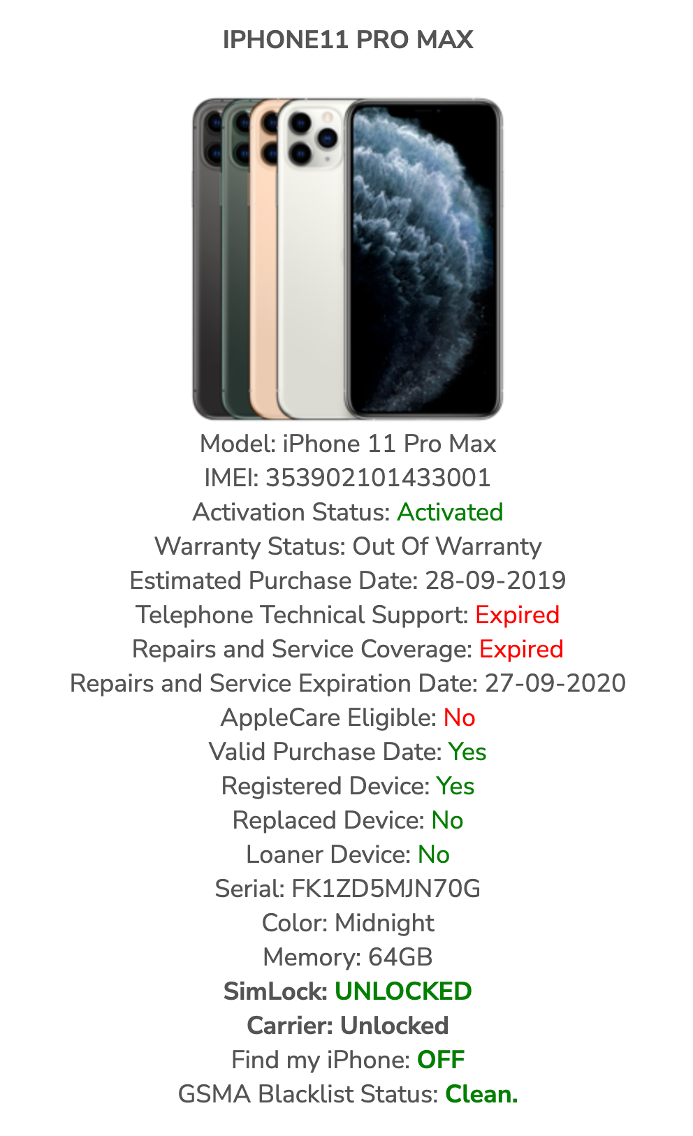 Apple iPhone 11 Pro MAX (64gb) World-Unlocked (A2161) Fracture {iOS14} Untethered JailBroken