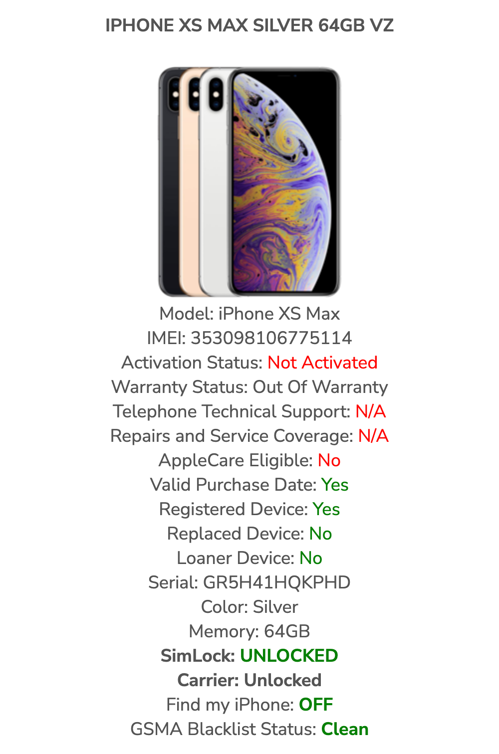 Apple iPhone XS MAX (64gb) Unlocked (A1921) Brand-New {iOS15} Never Activated